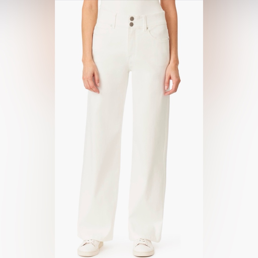 NWT Curve Appeal High Rise Double Button Waist White Wide-Leg Jeans size 16 x 33